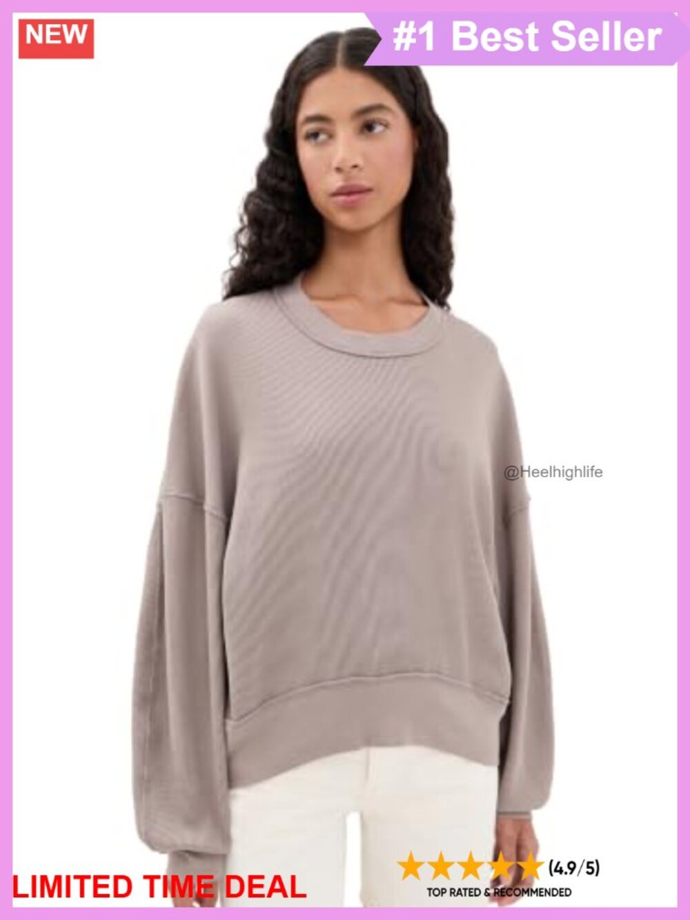 Free People Skyline Long Sleeve Crew Neck Tee Pullover